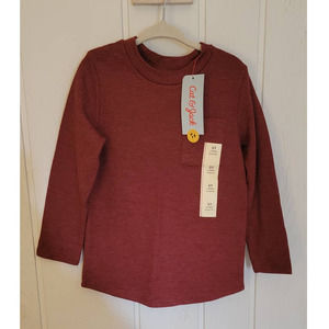 Cat & Jack Burgundy L/S Ribbed Texture Shirt